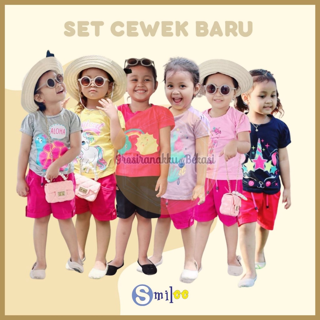Setelan Anak Smilee New Cewe Mix Warna dan Motif size 1-3Tahun