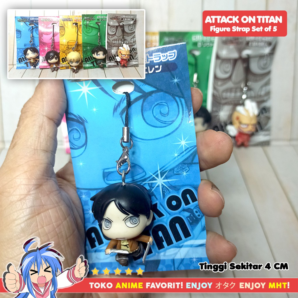 Gantungan HP Figure Anime Shingeki no Kyojin Attack On Titan SNK AOT Levi Eren Mikasa Armin