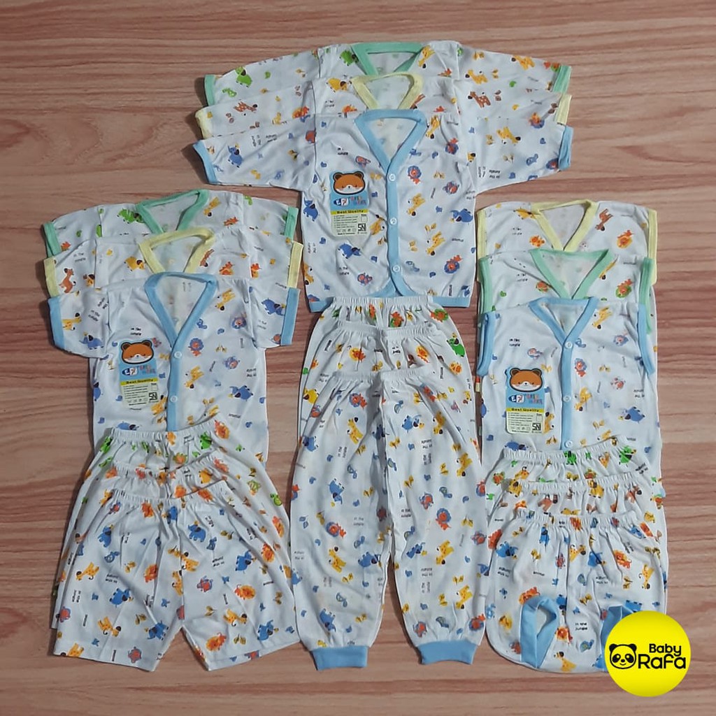 Paket Baju Bayi Motif Size 0 - 3 Bulan Merk SNI EXCELLENT 18 Pcs / 9 Stel