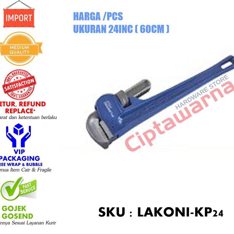 Lakoni Kunci Pipa PVC Heavy Duty 18&quot;inc 60cm Pipe Key PVC Gerigi Awet