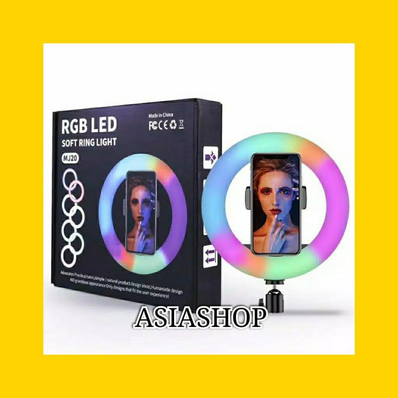 Ring light Led Mj20 20cm 8 Inci Lampu Cincin Led Rgb Dengan Jepit Ponsel Video Kecantikan