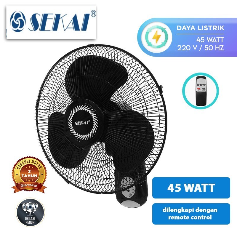 SEKAI Kipas Angin Dinding Remote / Wall Fan 16 Inch - WFN 1628 RC