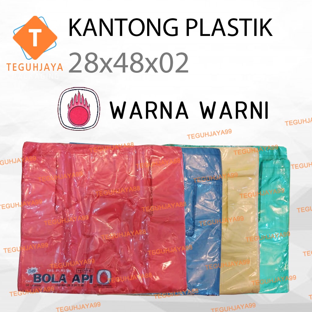 Kantong Plastik Kresek 28x48x02 (500lbr) Merah Biru Kuning Hijau Warna Warni 28cm x 48cm x 02