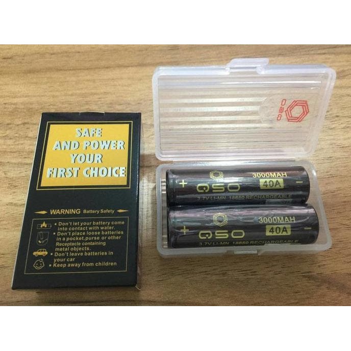 AUTHENTIC Battery Baterai 18650 QSO 3000mAh 40A