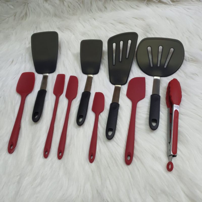 10 pc spatula set Masak cooking silicon tahan panas TURNER lentur