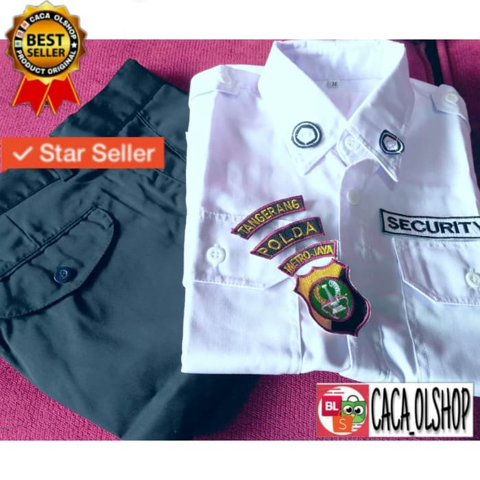 KOPLERARMY       Baju Seragam Setelan PDH Satpam|Security Putih Biru