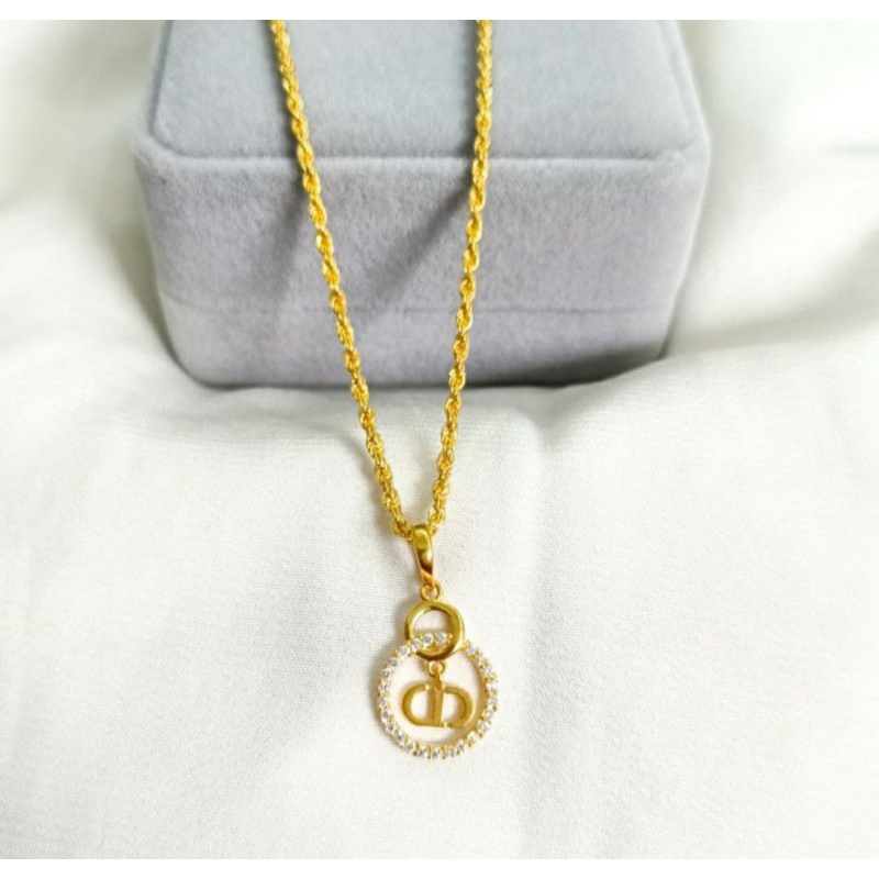 Murah Set kalung liontin nagita huruf s elegant emas asli Elegan