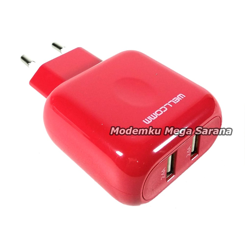 Wellcomm Travel Charger 2 USB 4.8A untuk Smartphone &amp; Tablet
