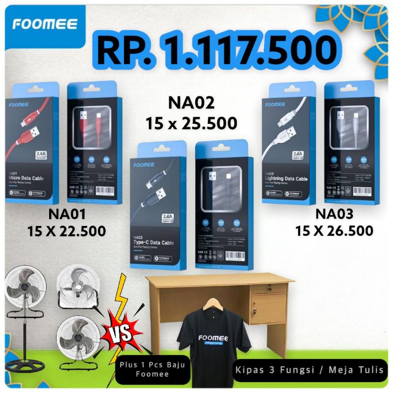 Promo Paket Bundling FOOMEE ( NA01 / NA02 / NA03 Free Bonus Gratis Kaos Baju & Kipas Multifungsi & M