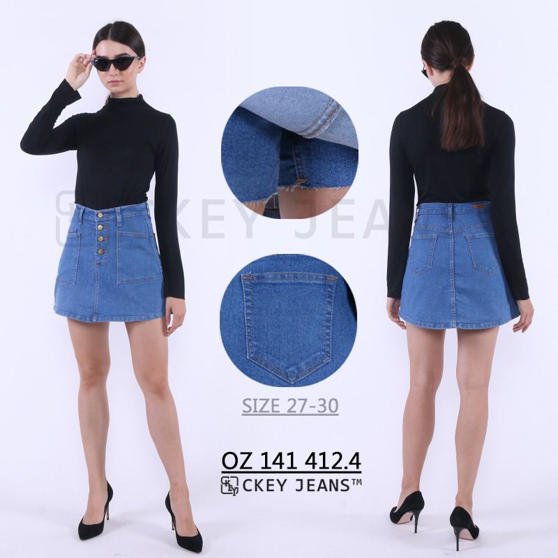 FIRST HAND. READY ROK CELANA KANCING 4 KANTONG BIRU TUA & MUDA 27-30 Skort Ckey Jeans 4122