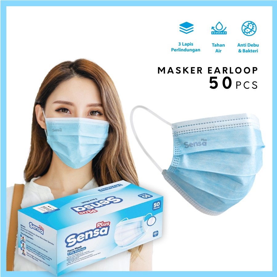 Masker SENSA PLUS Earloop 3ply isi 50 pcs