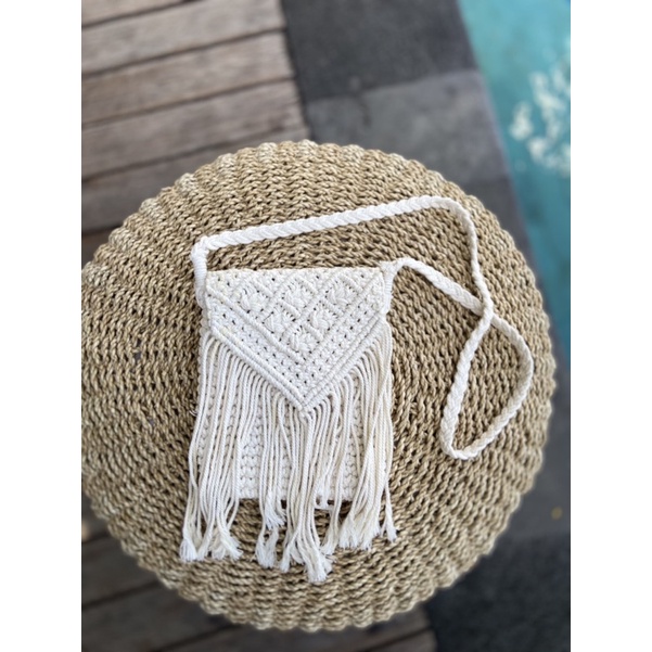 Tas Bali Tas Paspor Rajut Benang Katun Tas Selempang Khas Bali 100% Kerajinan Tangan Handmade