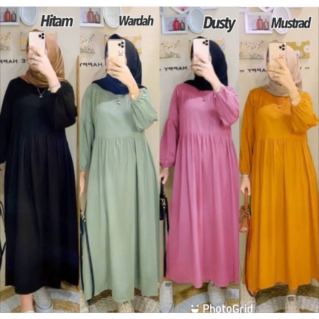 Midi Dress Rayon Viscose Premium Jumbo Terlaris Termurah Pitya Midi Dress Rayon Jumbo /Marbel Midi D
