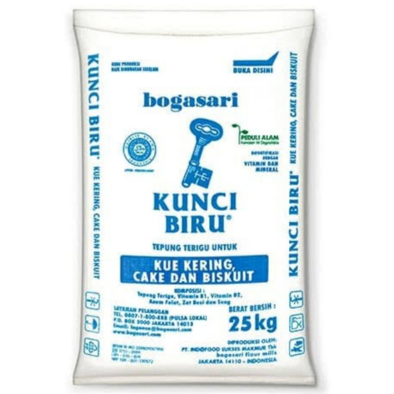 

[Repack 1kg] Kunci Biru Tepung Terigu Protein Rendah Kemasan Repack 1 kg