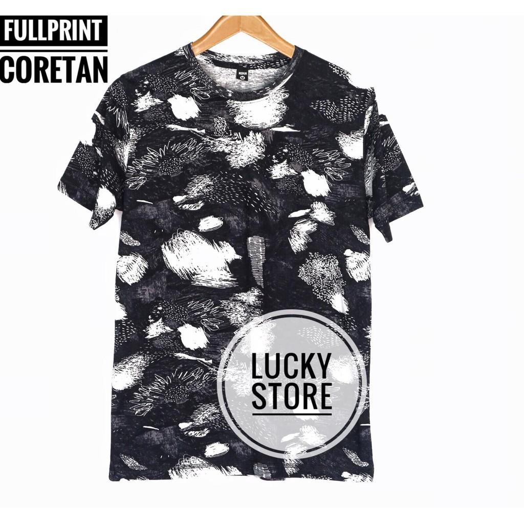  Kaos  CORETAN HITAM  Fullprint Shopee  Indonesia