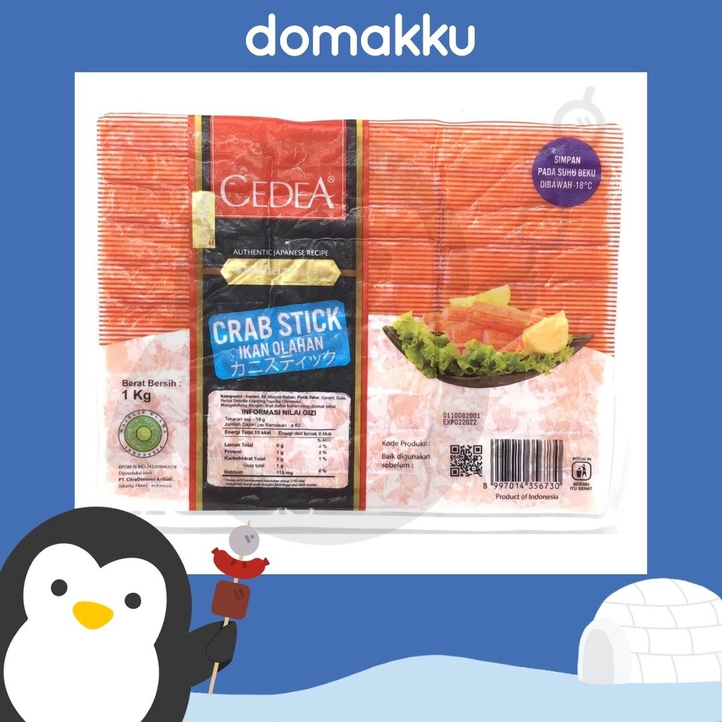 

Cedea Crab Stick (Olahan Rasa Kepiting) 1000gr, Makanan Beku Halal