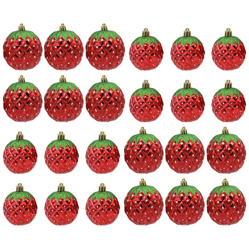 6pcs / set Ornamen Liontin Bentuk Strawberry Untuk Dekorasi Pohon Natal