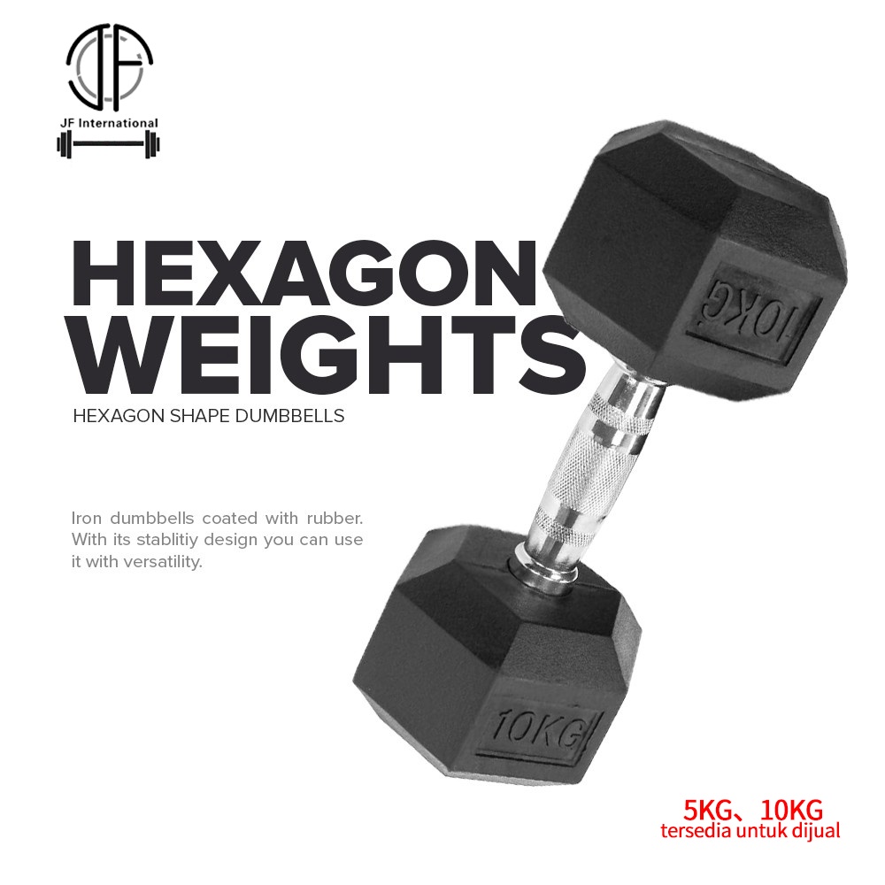 【Spot barang】Dumbbell set peralatan fitness  hexagonal dumbell 10kg dengan perlindungan lingkungan