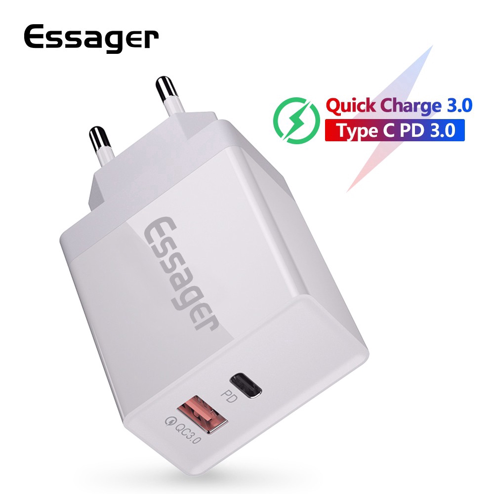 

Essager 36W QC3.0 Type C PD Turbo Fast Charge Wall Fast Charger for All Mobile Phone