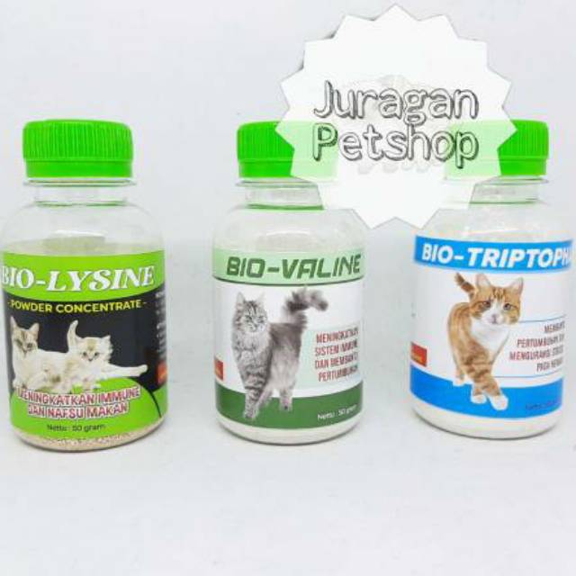 BIO LYSINE 50GR | Vitamin Kucing | Penggemuk Kucing | BIO VALINE | BIO TRIPTOPHAN | Anti Stress |