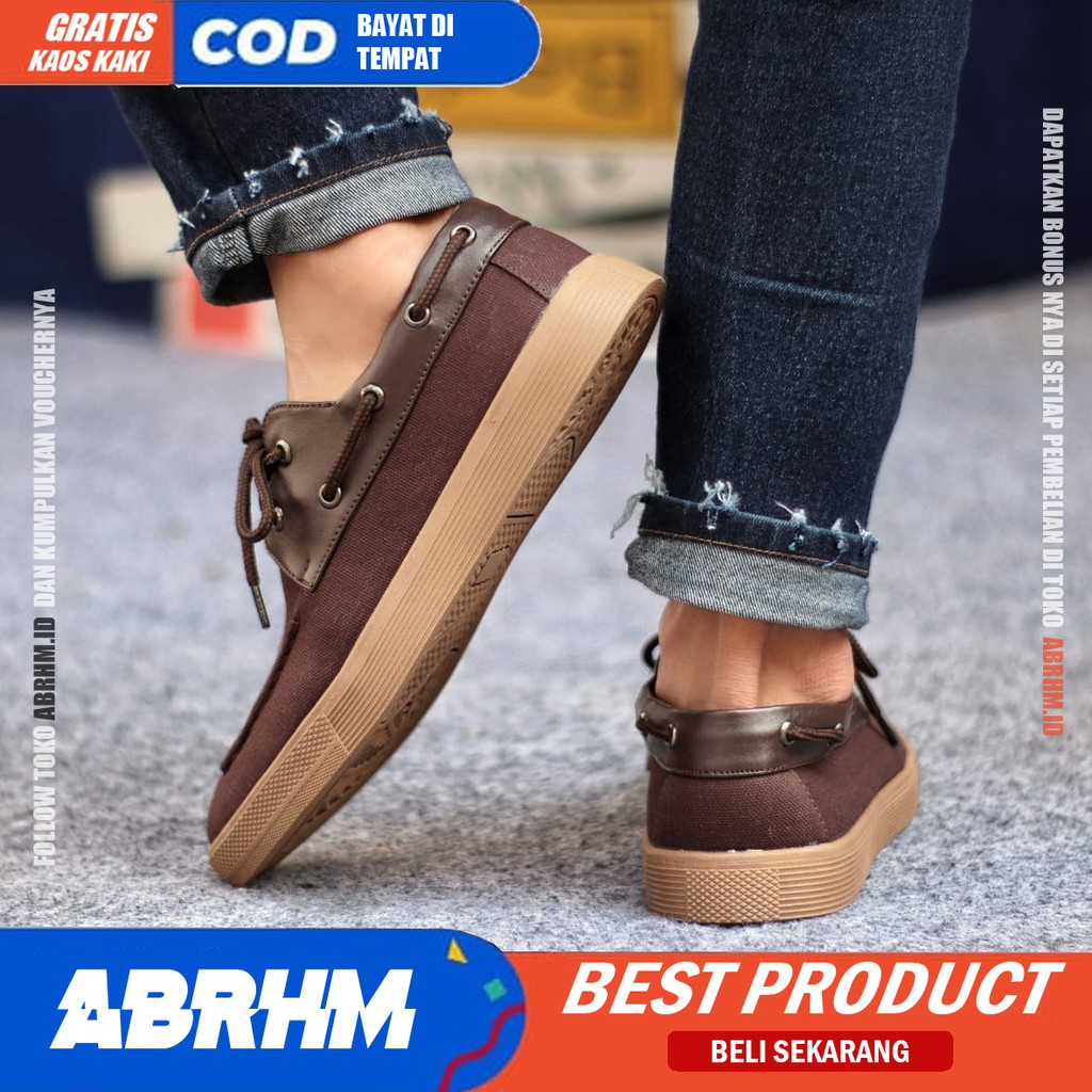 ABRHM- Sepatu Kasual Pria Kantor Loafers Fashion Hitam Kanvas Sepatu Pria Casual Sepatu Kerja Kantor Semi Formal Kuliah Kondangan Gaya keren Kekinian Murah Terlaris
