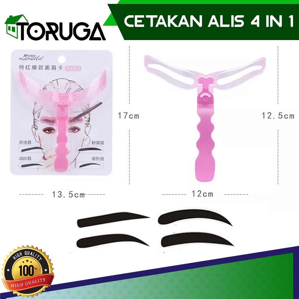 4Versi Cetakan Alis Alat Sulam Cetak Pembentuk Eyebrow Template Gagang