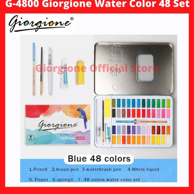 

G-4800 Giorgione Water Color Paint Set 48 Warna Cat Air Kuas Lukis