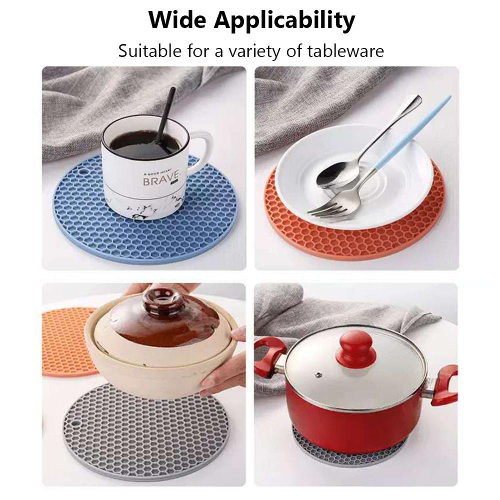 Top 2pcs Heat Insulation Mat Home Non-slip Round Pot Holder Tatakan Meja