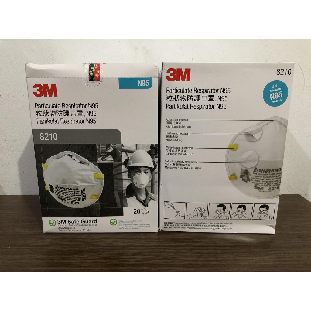Masker 3M N95 8210 Original Asli Singapore 1 Box 20 pcs
