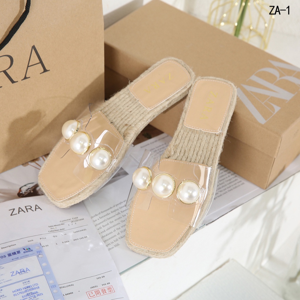 Clear Pearl  Flat Slides Sandals #ZA-1