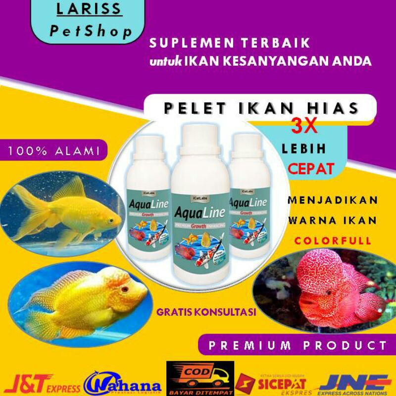 Pelet Ikan Hias AQUALINE Air Tawar Arwana Koi Louhan Lohan 250gr