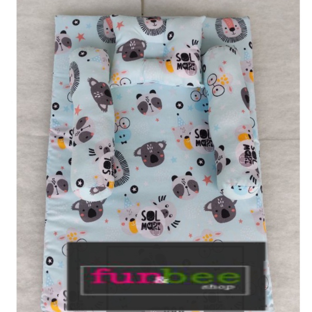 [Baby Bed Set]Bedcover Set Bayi Selimut Bayi Lengkap Dan Murah-matrass animal toska