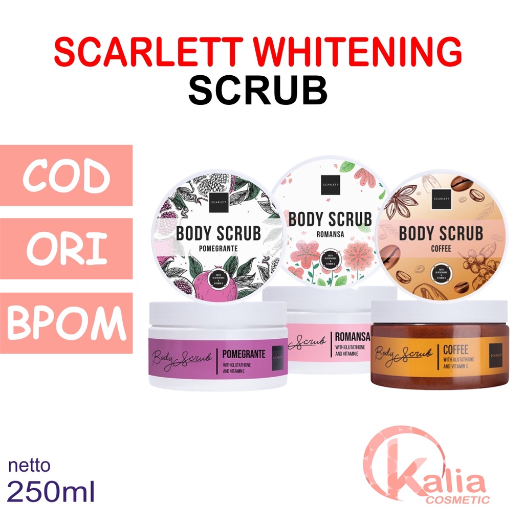 Scarlett Whitening Body Scrub Romansa Pomegrante / LULUR SCARLET BADAN ORIGINAL BPOM