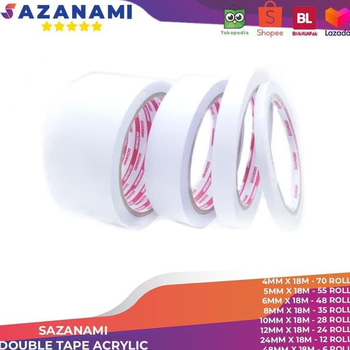 

JUAL Double tape kertas Sazanami 18Meter(Ukuran 4mm,5,6,8,10,12,24,48) - 4MM X 18M