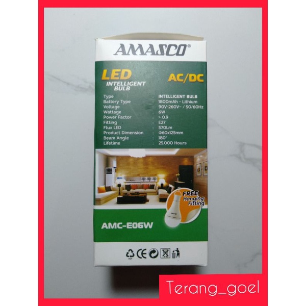 LAMPU EMERGENCY LED 6 WATT PRIME AMASCO / AMASCO LAMPU LED EMERGENCY AC DC