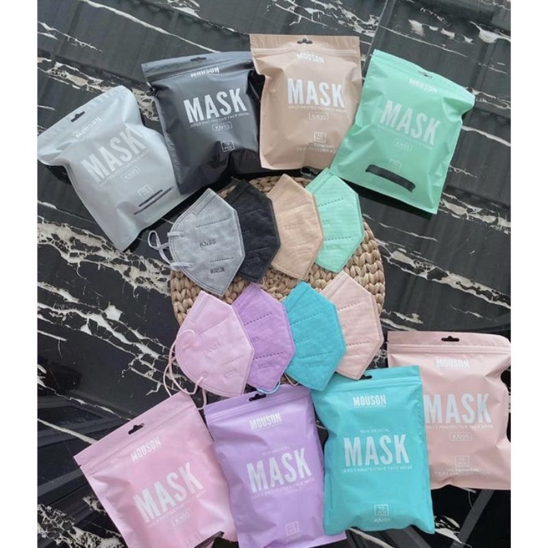 Masker KN95 BFE 95% Masker Wajah Kesehatan 5ply kemasan satu satu warna (1 pcs)