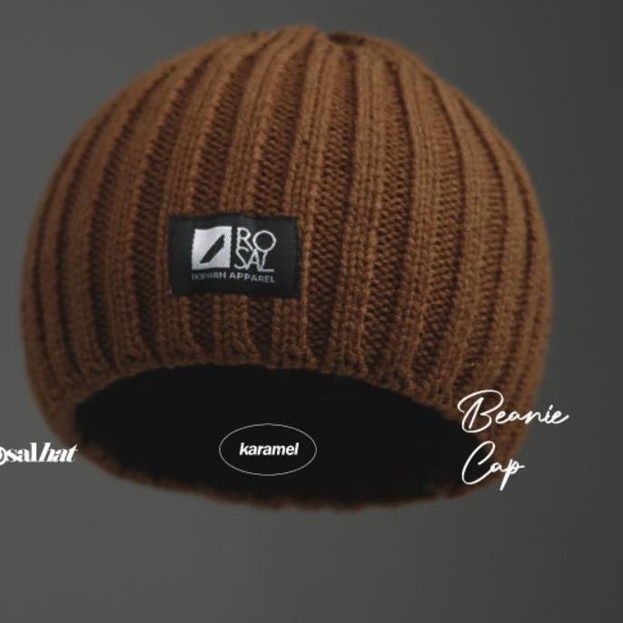 ✧ Beanie Cap Rosal bahan Benang Wol | Peci Kupluk Rajut Dewasa untuk Sholat dan Kegiatan harian ✦