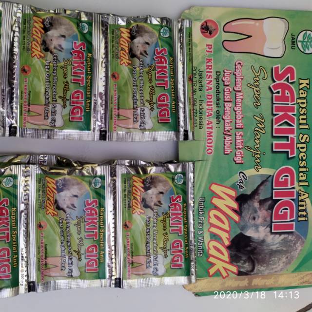 sakit gigi cap warak