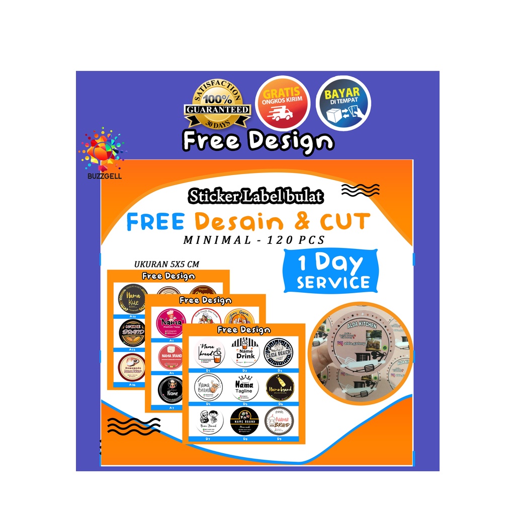 

Cetak Stiker Logo Olshop Custom Sticker Label Bulat Ukuran 5 x 5 cm FREE DESAIN & CUTTING