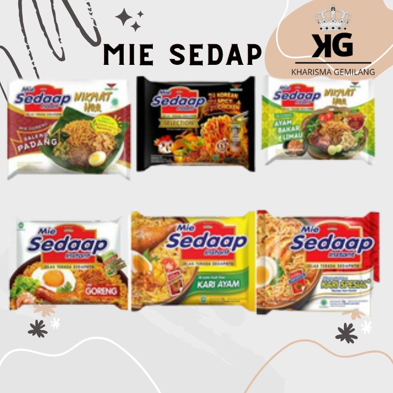 

MIE INSTAN - MIE SEDAP sedaap goreng / soto / kari ayam / kari spesial / salero padang / spicy chicken