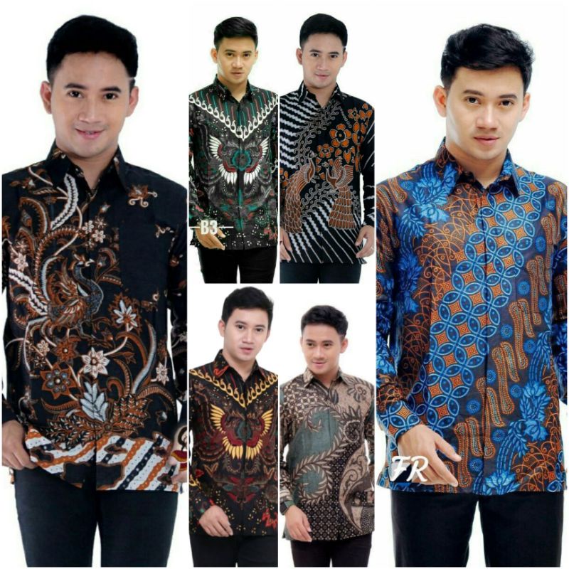 Kemeja Batik Pria Lengan Panjang Motif Seno Biru Pekalongan