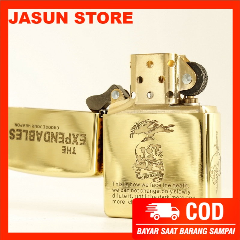 Korek Api Zippo Premium Gold Motif Tengkorak