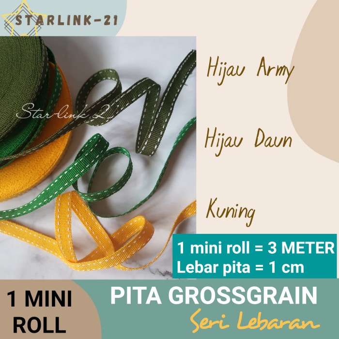 

[MINI ROLL] PITA GROSSGRAIN MOTIF BINTIK | Pita Stripe Putih 1cm