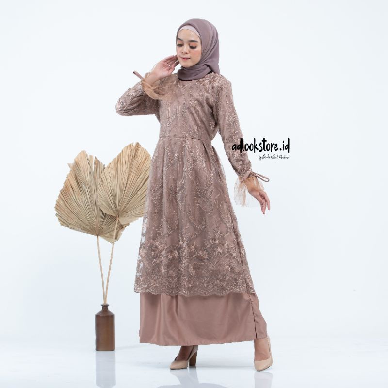 Aulia Kirana Dress (READY STOK) tile brokat ootd kondangan bridesmaid wisuda gaun pesta gamis murah