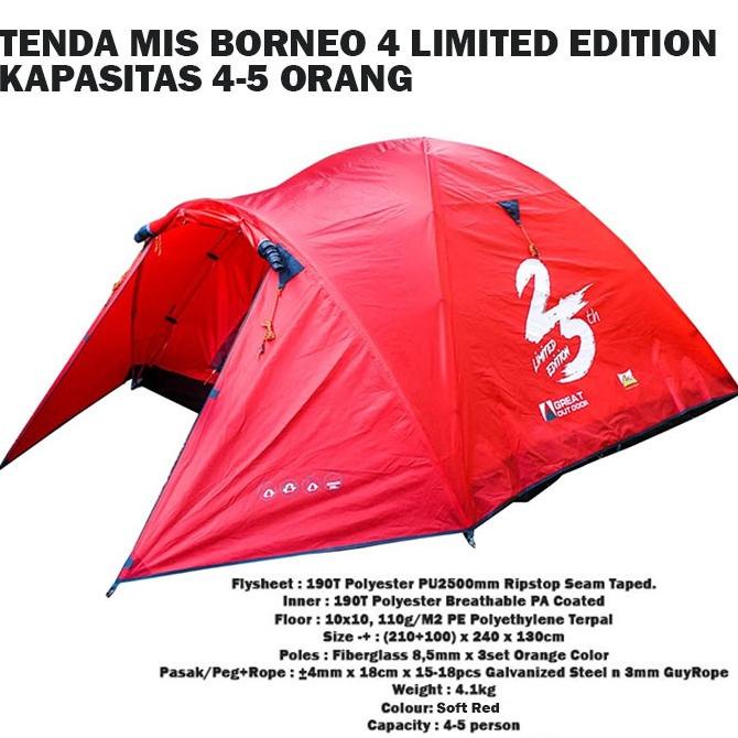 TENDA CAMPING MOUNTAIN INN SPORTS BORNEO 6 GREAT OUTDOOR DOME Star Seller Temurah