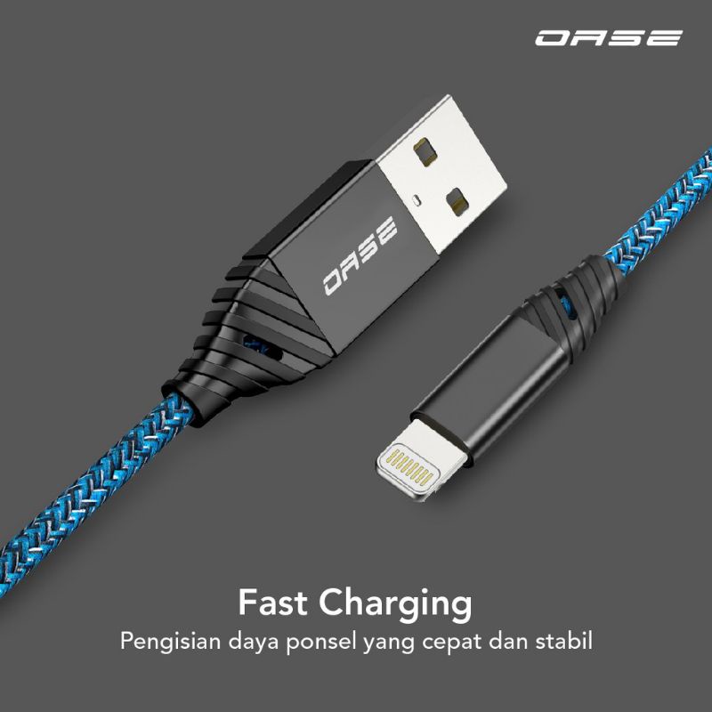 OASE DENIM KABEL DATA LIGHTNING M8FL GARANSI 6 BULAN