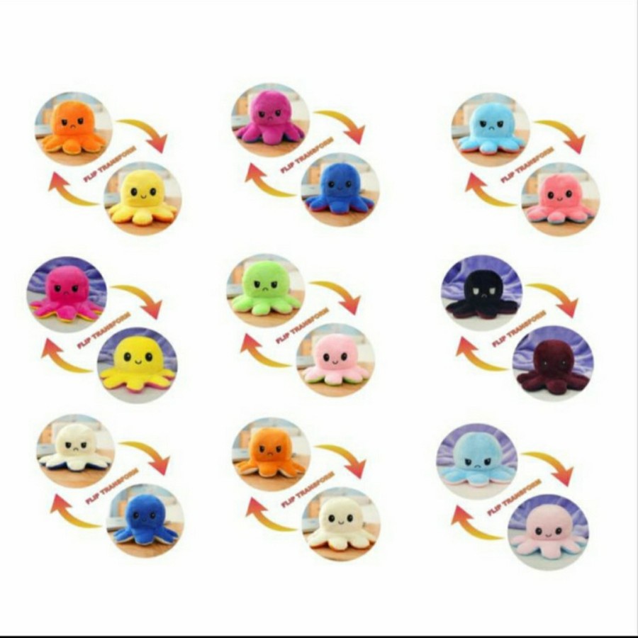 boneka gurita tiktok, cumi-cumi, ubur ubur bolak balik