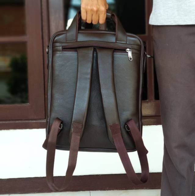 [VALQO] Tas kulit HEBO 3 in 1 Ransel Selempang Tenteng Rangsel Punggung Slingbag Laptop Kerja Pria Wanita