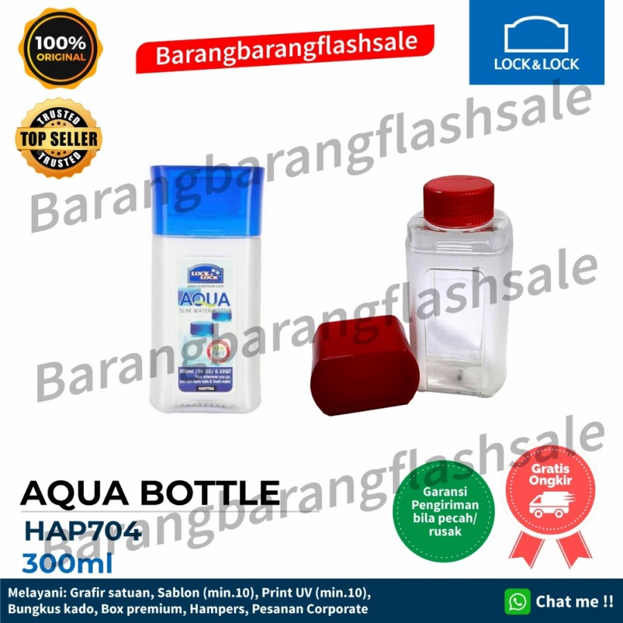 Lock n Lock Botol Minum Slim 300ml HAP704 Biru Merah Aqua Water Bottle