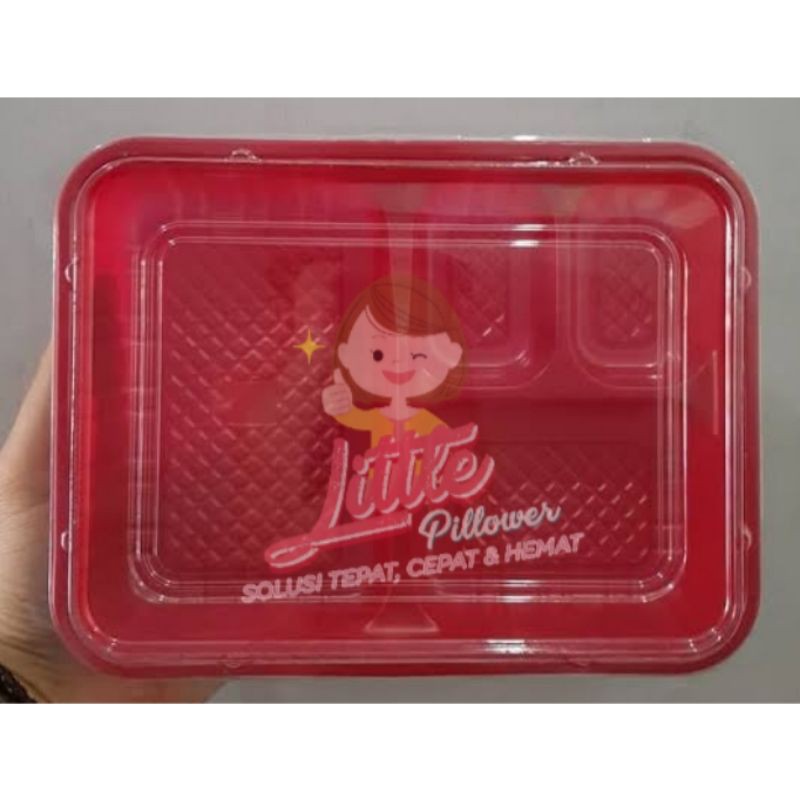 (Isi 25pcs - B4) Tray bento B4 Tray Bento Sekat 4 Hitam/Box Bento/Mika Lunch Box/Mika Bento